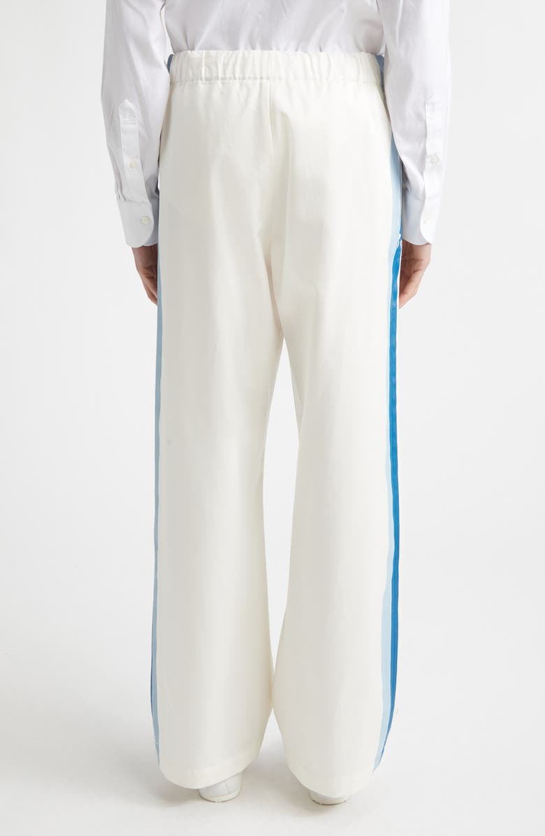 Marni Contrast Stripe Cotton Wide Leg Track Pants, Alternate, color, 00W01 Lily White