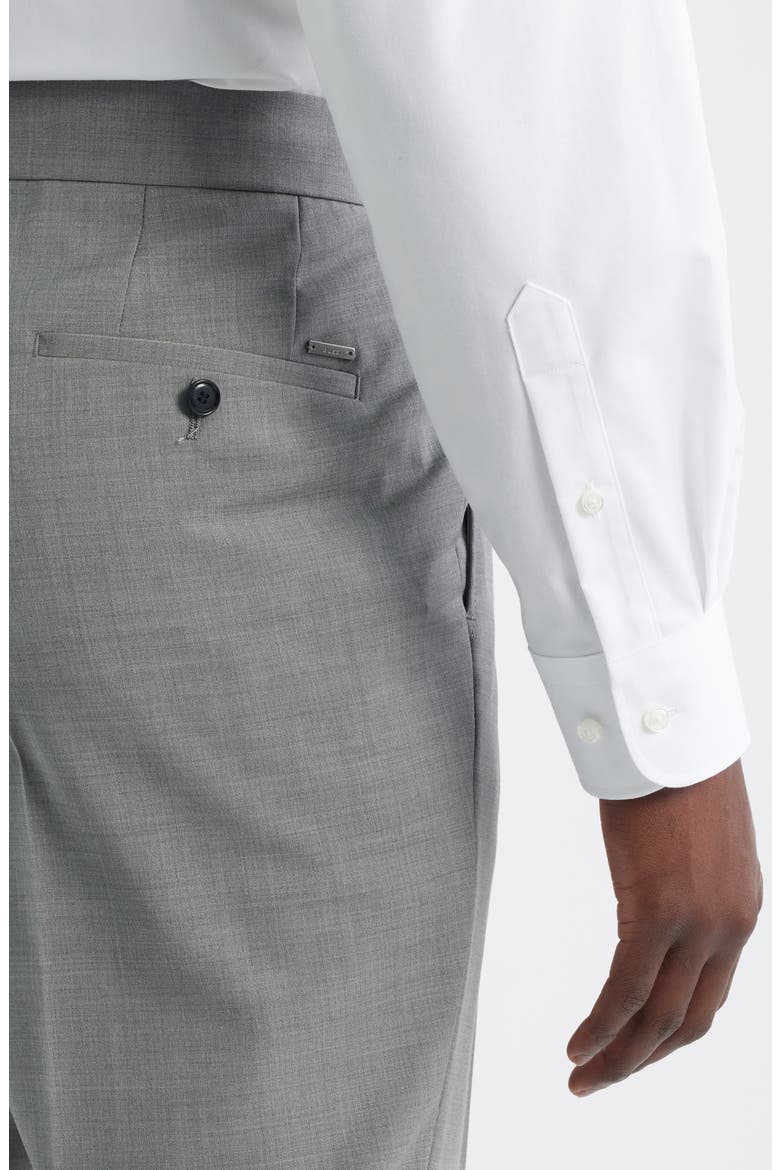 George Flat Front Wool Suit Pants, Alternate, color, SILVER