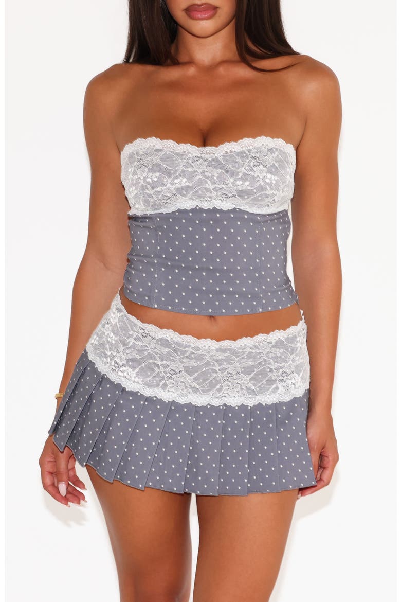Remini Pleated Lace Miniskort, Alternate, color, GREY DOT