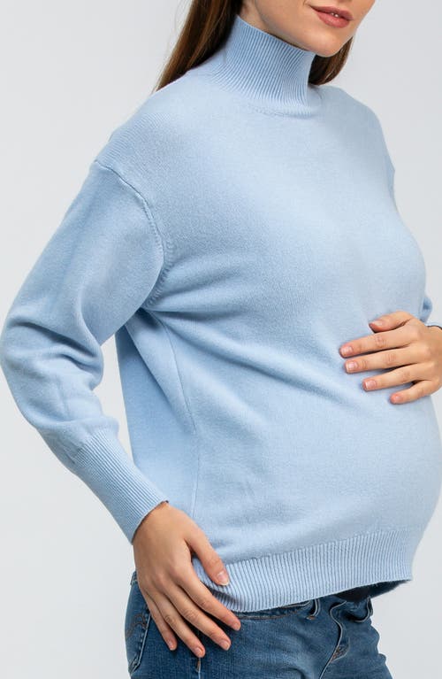 Pietro Brunelli Maternity Maternity Relaxed Turtleneck Regina Sweater With Long Sleeves In Blue