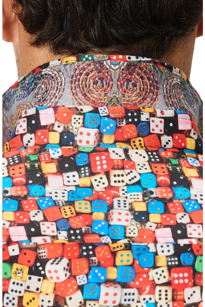 Snake Eyes Long Sleeve Stretch Cotton Button Up Shirt, Alternate, color, MULTI
