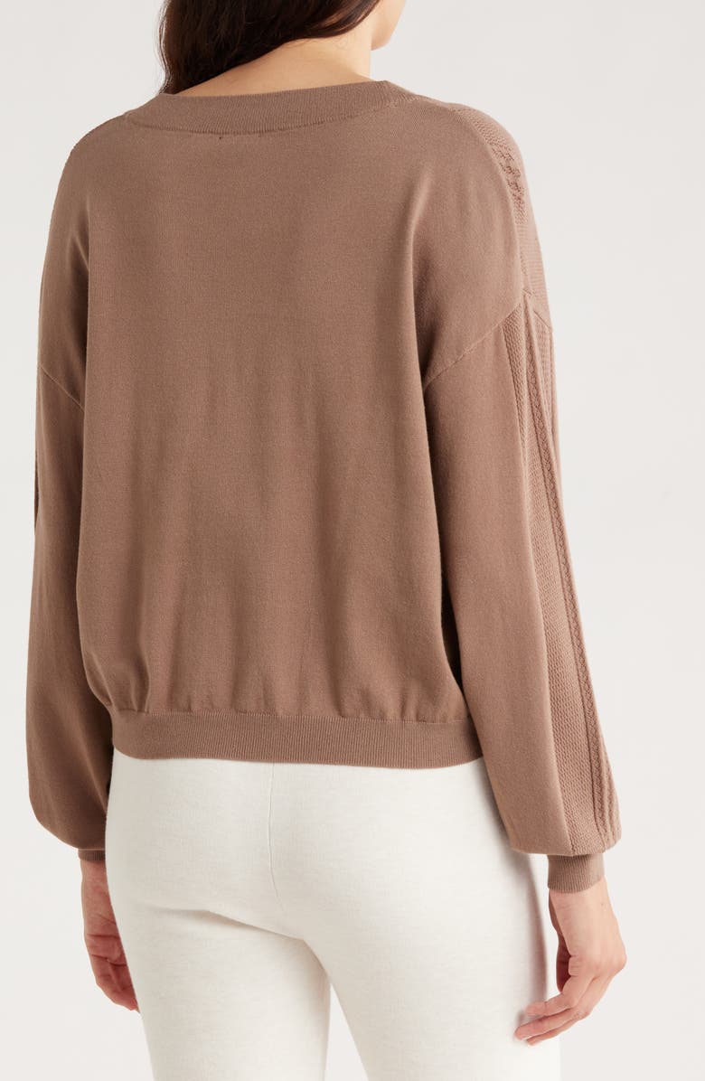 Splendid Cosett Pointelle V-Neck Cardigan, Alternate, color, Pine Bark