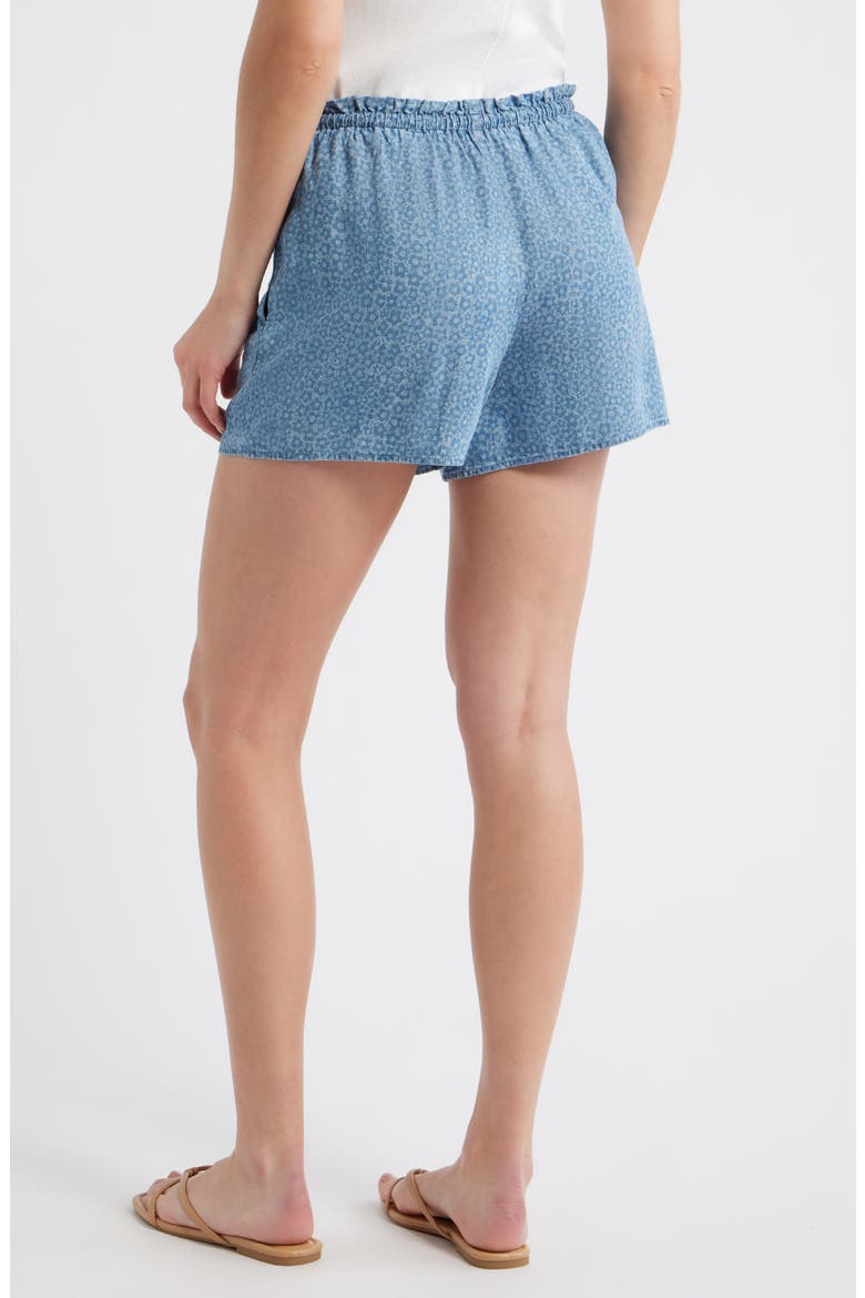 Floral Print Drawstring Denim Shorts, Alternate, color, DENIM FLOWER