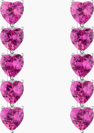 Aurate New York Lab Grown Pink Sapphire Heart Tennis Earrings