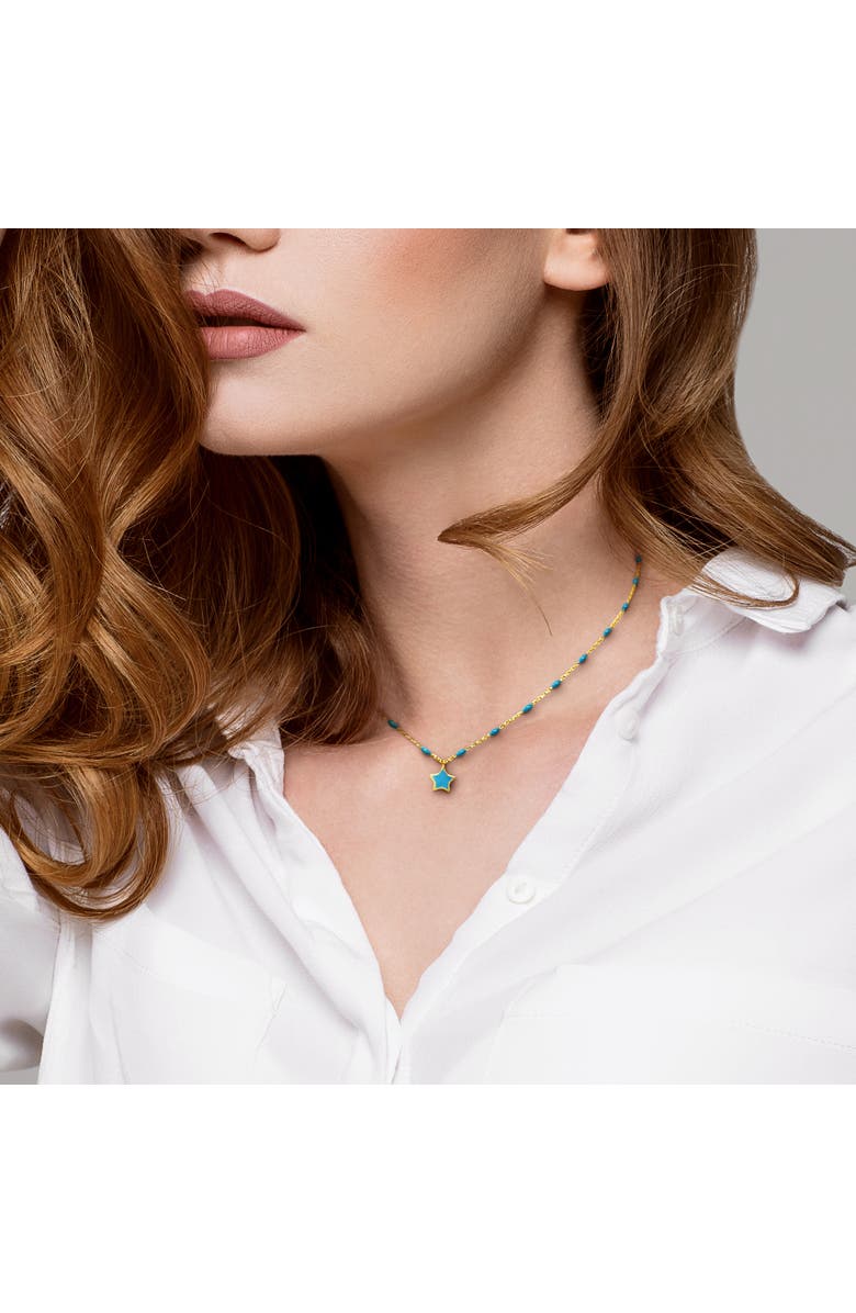 Julianna B. Enamel Star Station Necklace 14K Gold, Alternate, color, 