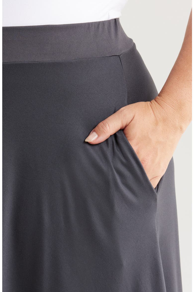 Flowy Jersey Midi Skirt, Alternate, color, GREY