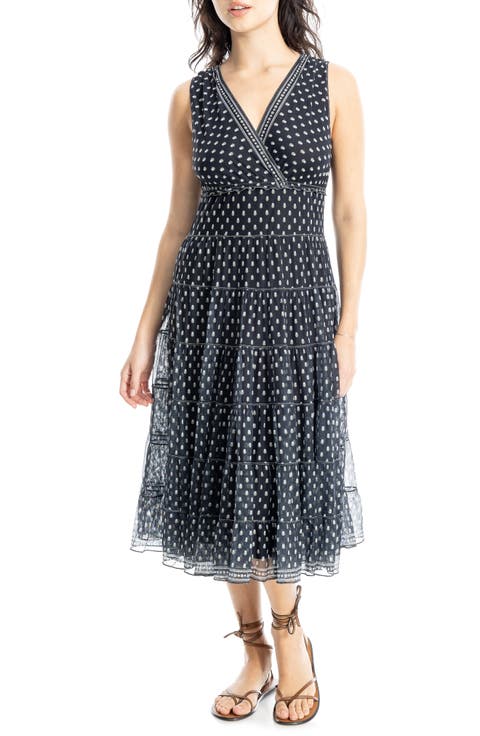 V-Neck Sleeveless Mesh Midi Dress
