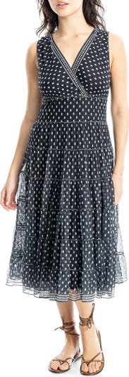 MAX STUDIO V-Neck Sleeveless Mesh Midi Dress | Nordstromrack