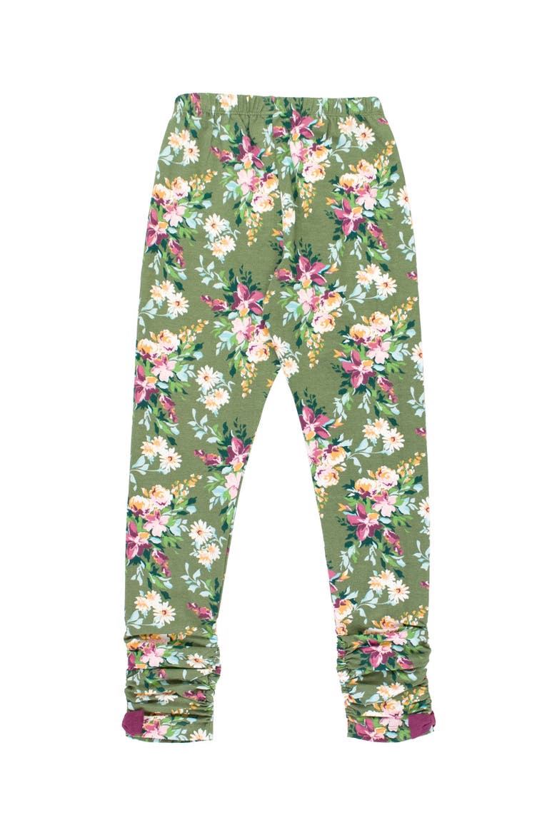 Girls Kids Ruched Bow Leggings, Alternate, color, Enchanted Garden