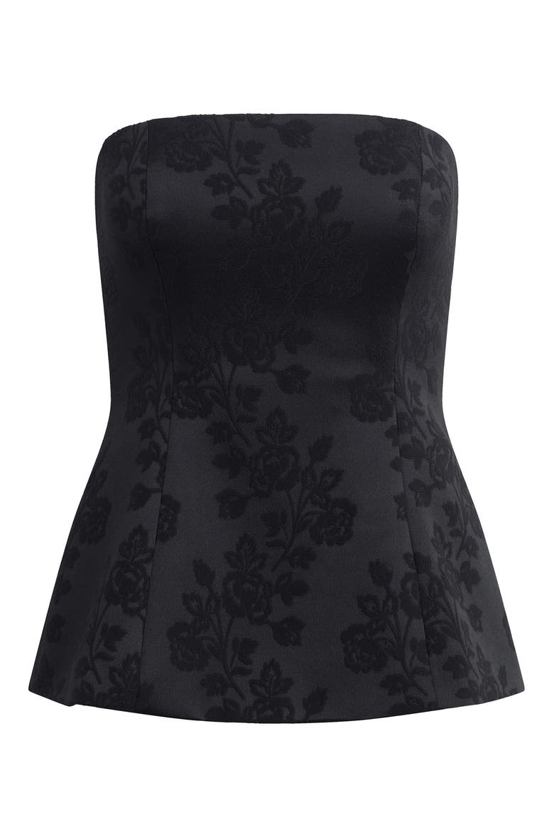 The As Promised Floral Jacquard Strapless Bustier, Alternate, color, BLACK FLORAL JACQU