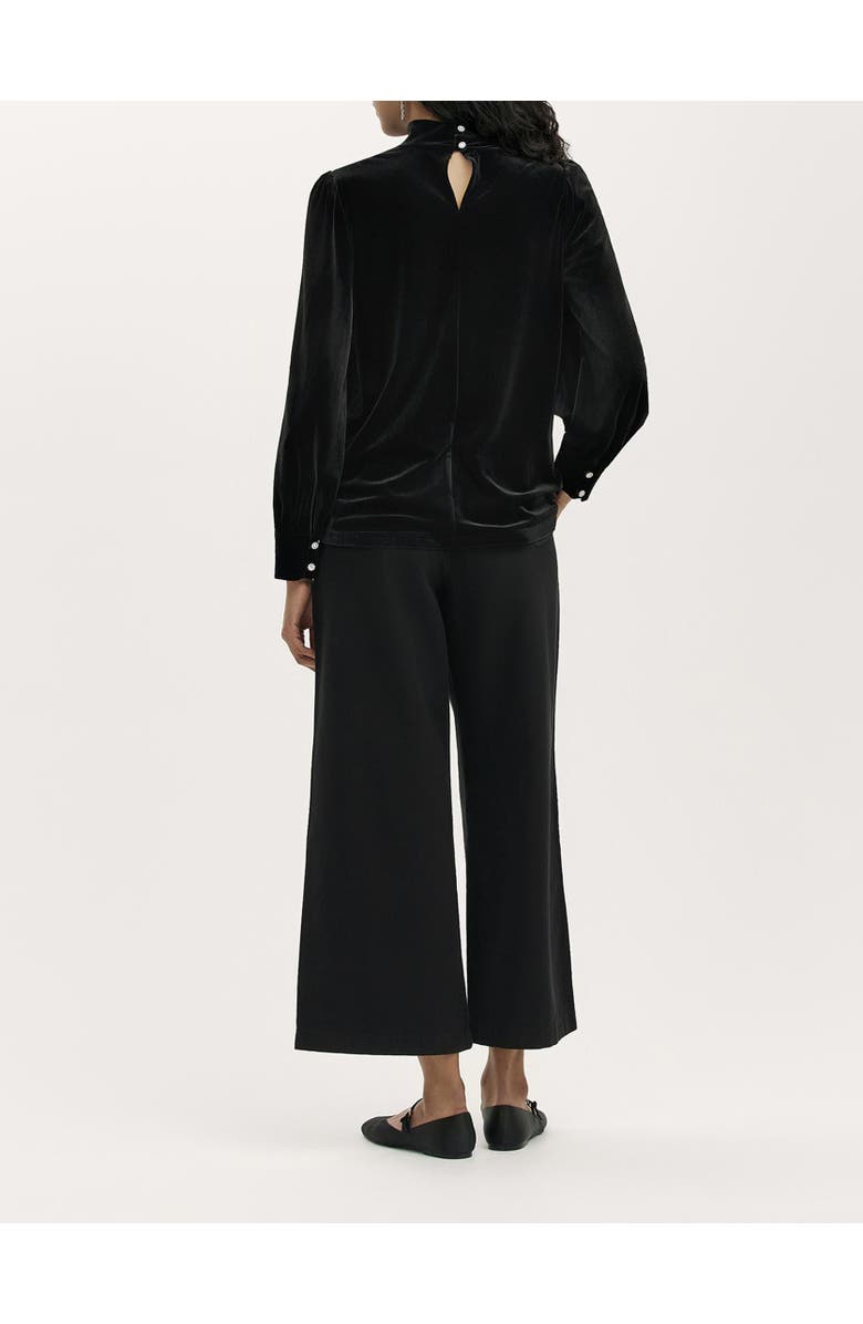 Finery London Clementine Velvet High Neck Top, Alternate, color, Black