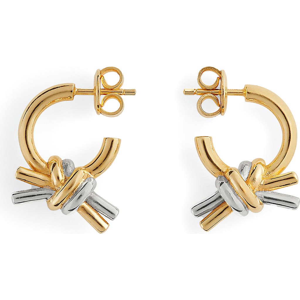 Bottega Veneta Two-tone Knot Hoop Earrings In Gold