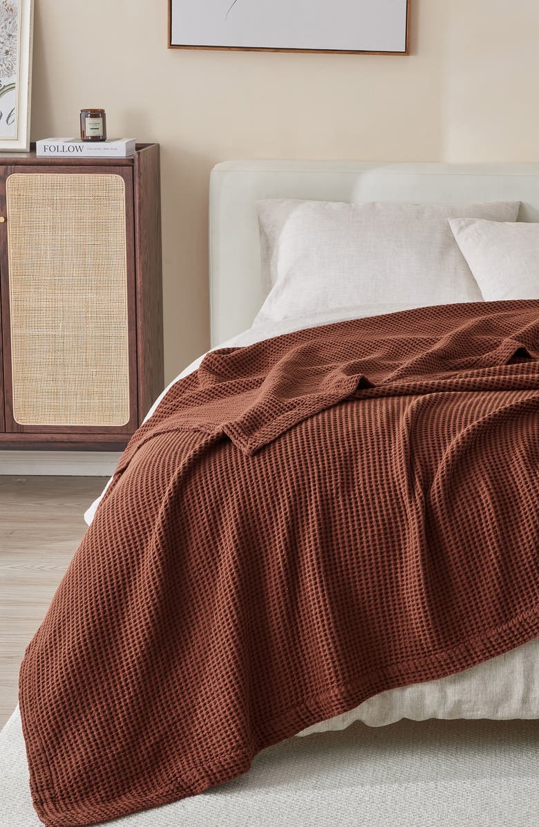 Woven & Weft Cotton Waffle Weave Blanket, Alternate, color, Cacao Brown