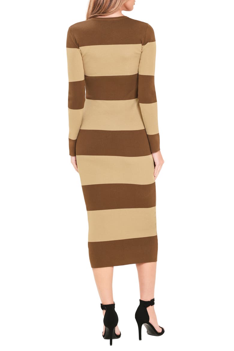 Striped Sweater Maxi Dress, Alternate, color, BROWN