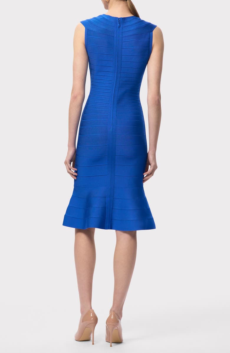 Herve Leger The Sophia Flare Hem Bandage Dress, Alternate, color, Bright Blue
