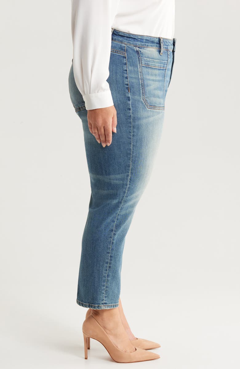 KUT from the Kloth Elizabeth Patch Pocket High Waist Crop Straight Leg Jeans, Alternate, color, Clarity