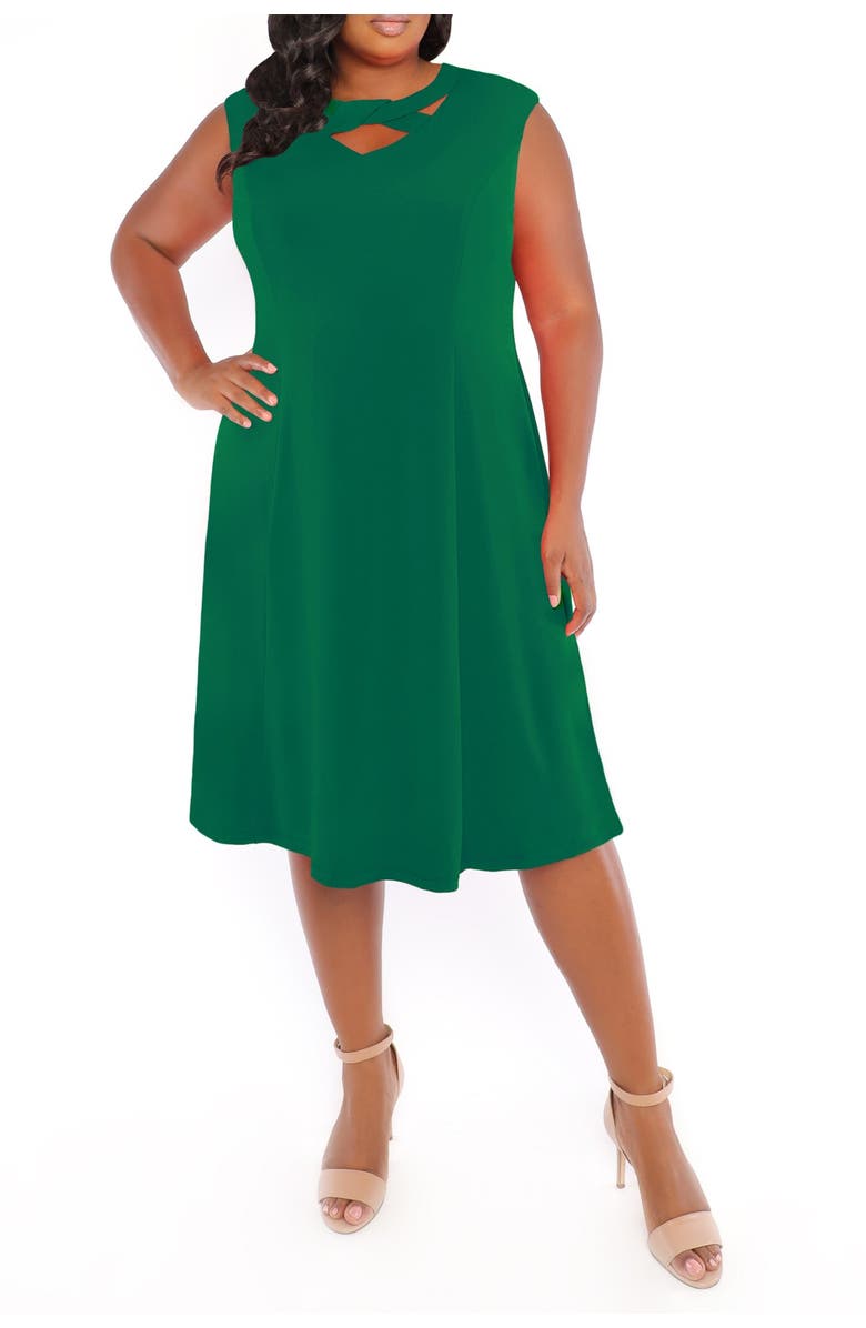 London Times Neck Detail Fit & Flare Dress, Main, color, 