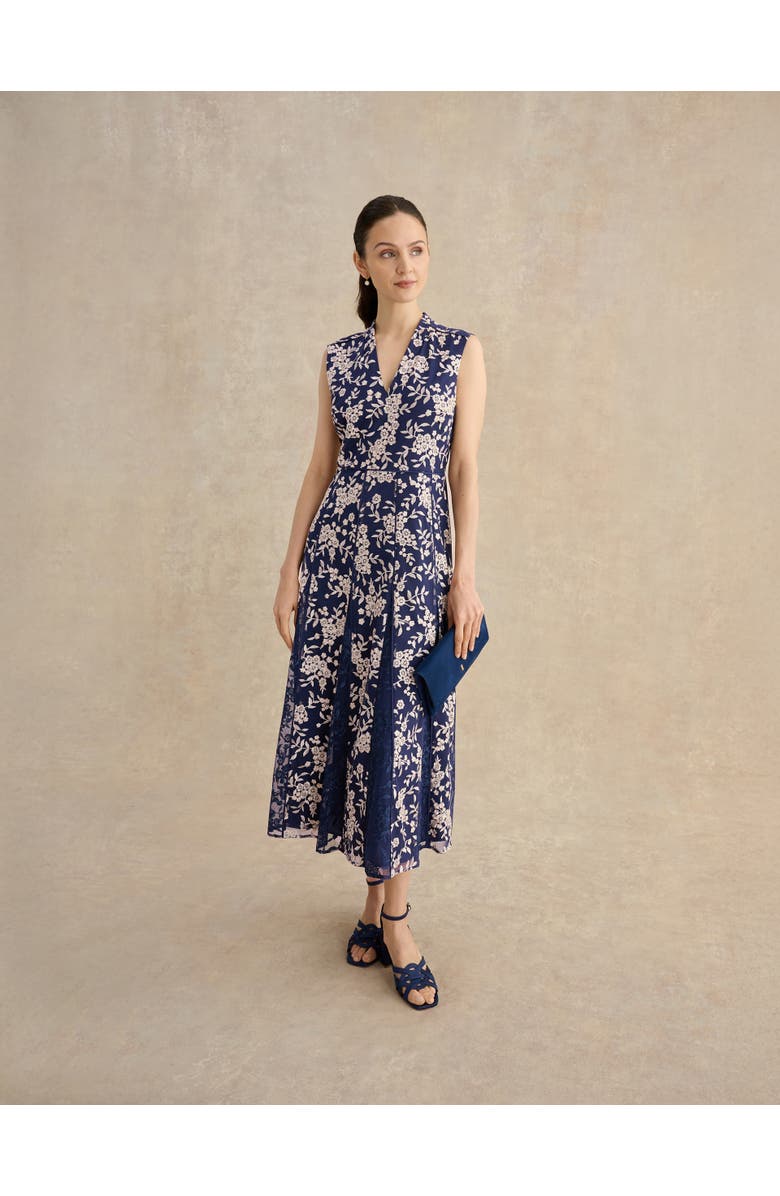 HOBBS LONDON Quin Sleeveless V-Neck Embroidered Dress, Alternate, color, Midnight Blush