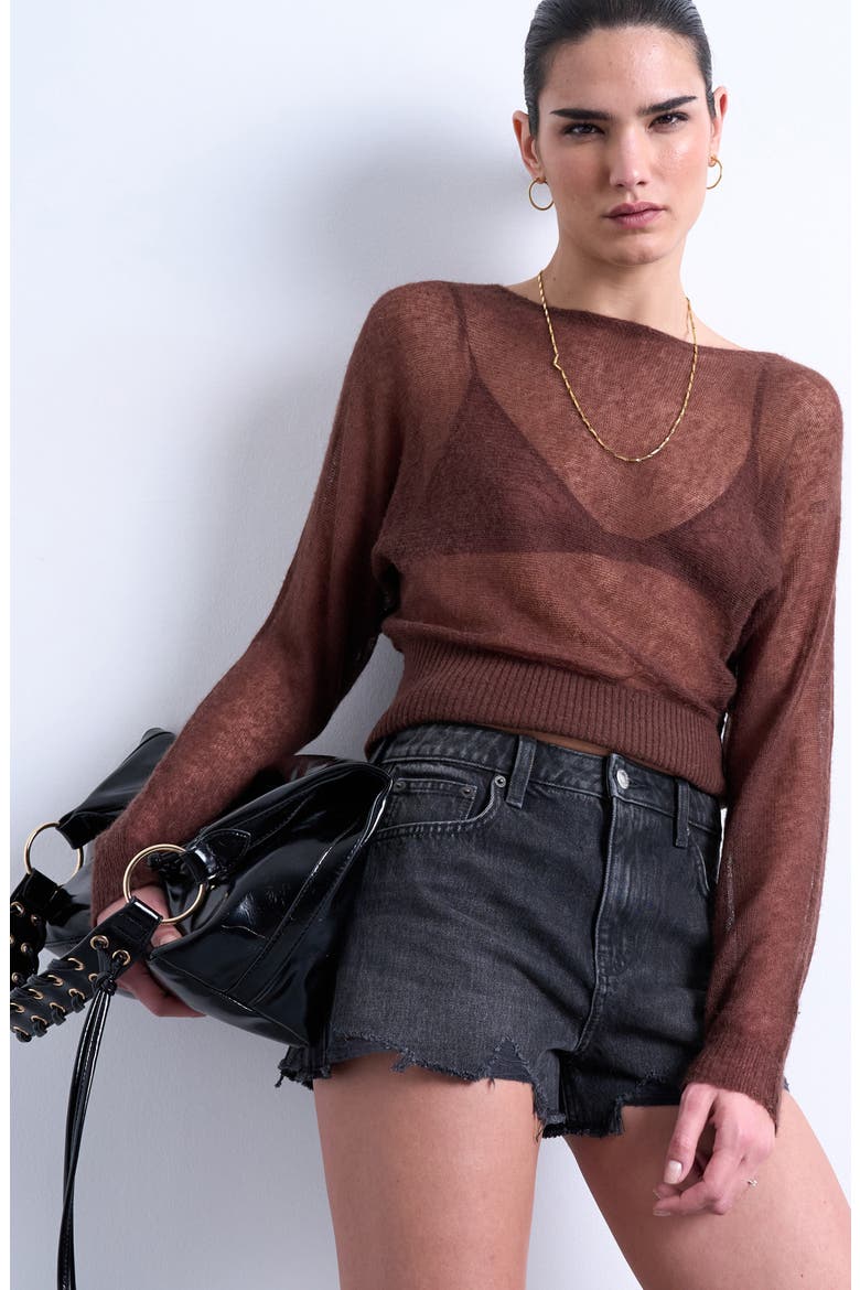 Distressed Denim Cutoff Shorts, Alternate, color, BLACK