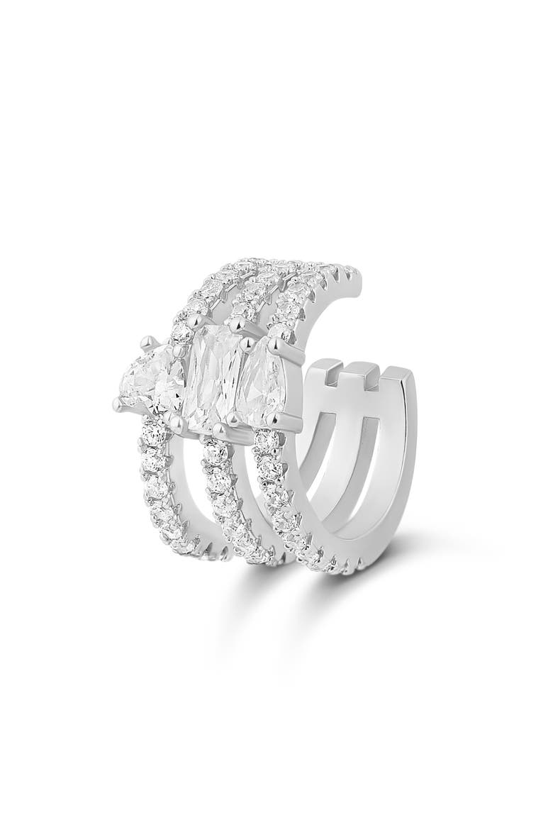 Cubic Zirconia Ear Cuff, Main, color, SILVER