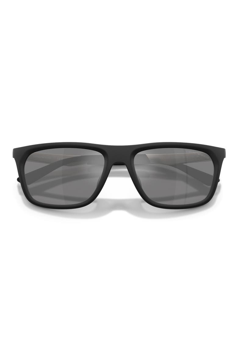 57mm Pillow Sunglasses, Alternate, color, MATTE BLACK / DARK GREY SILVER