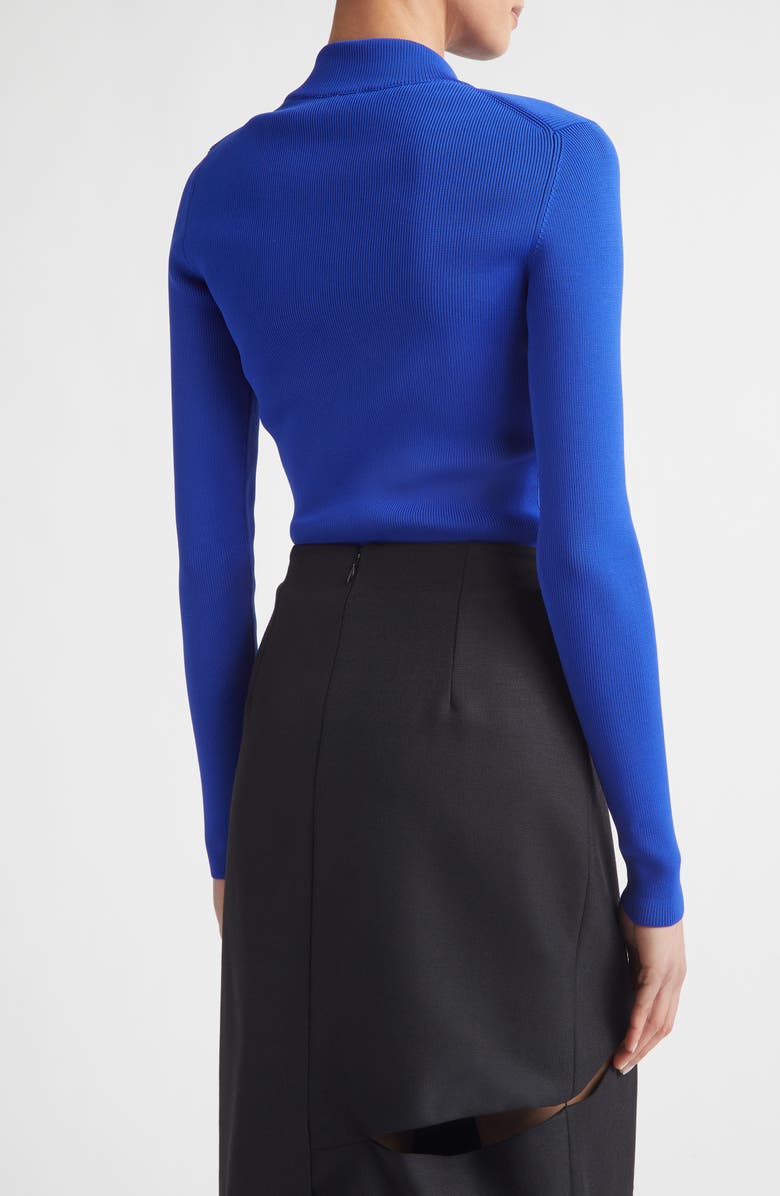 Jil Sander Technical Rib Mock Neck Sweater, Alternate, color, Bluebell
