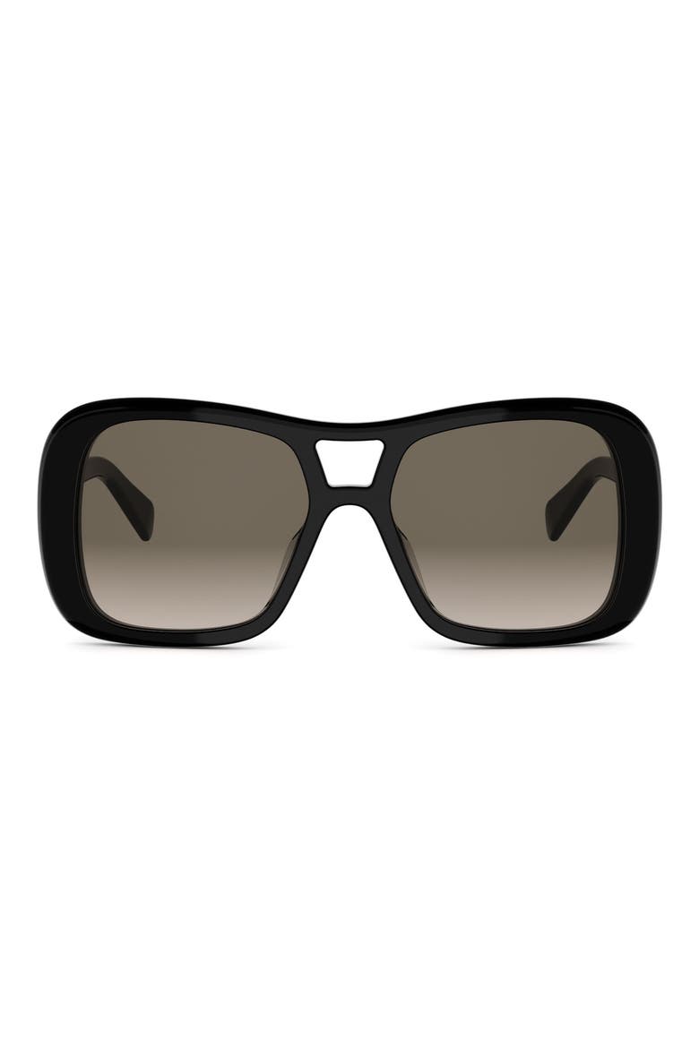 Triomphe 55mm Gradient Pilot Sunglasses, Main, color, SHINY BLACK / GRADIENT BROWN