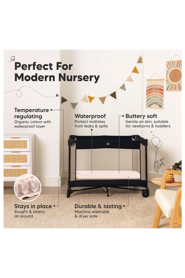 2-Pack Soothe [Protect+] Waterproof Mini Crib Sheets, Alternate, color, Mist Rose