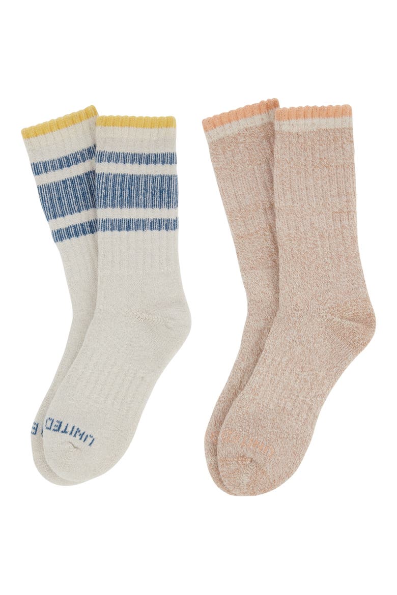 Assorted 2-Pack Wool, Cotton & Linen Blend Crew Socks, Alternate, color, OFF WHITE/ TEAL
