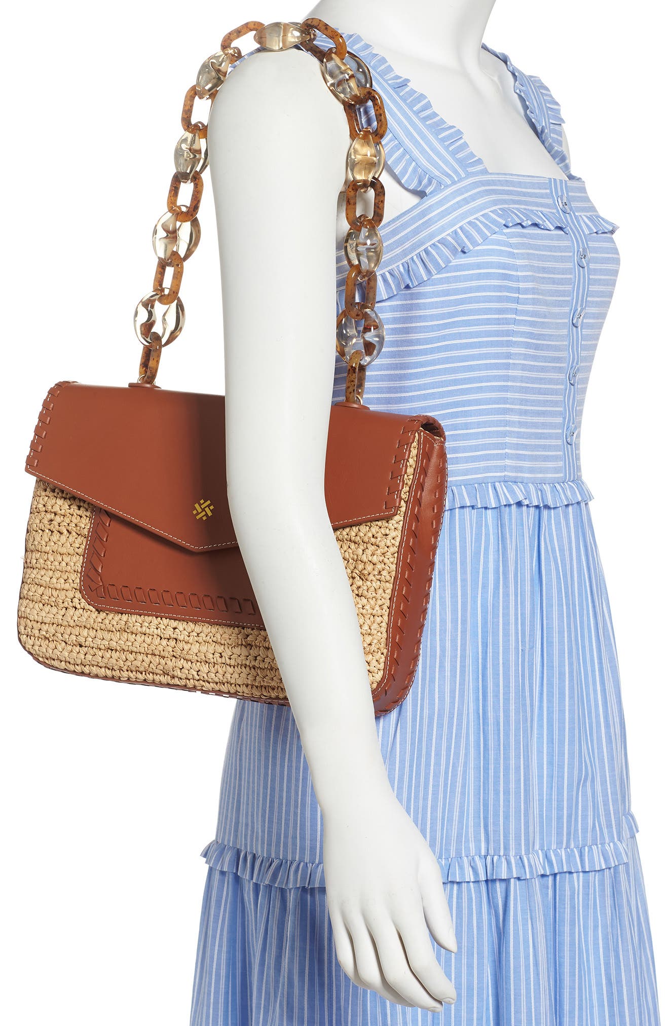 Pamela Munson Las Olas Leather Trim Shoulder Bag, Alternate, color, 