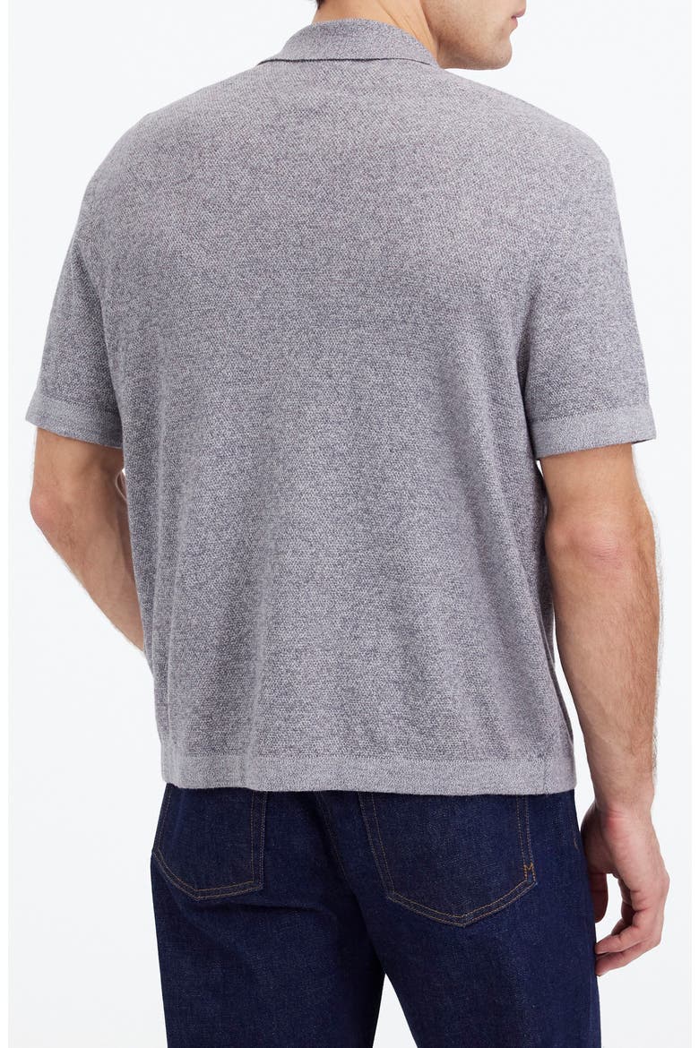 Marled Cotton Button-Up Sweater Polo, Alternate, color, GREY MARL