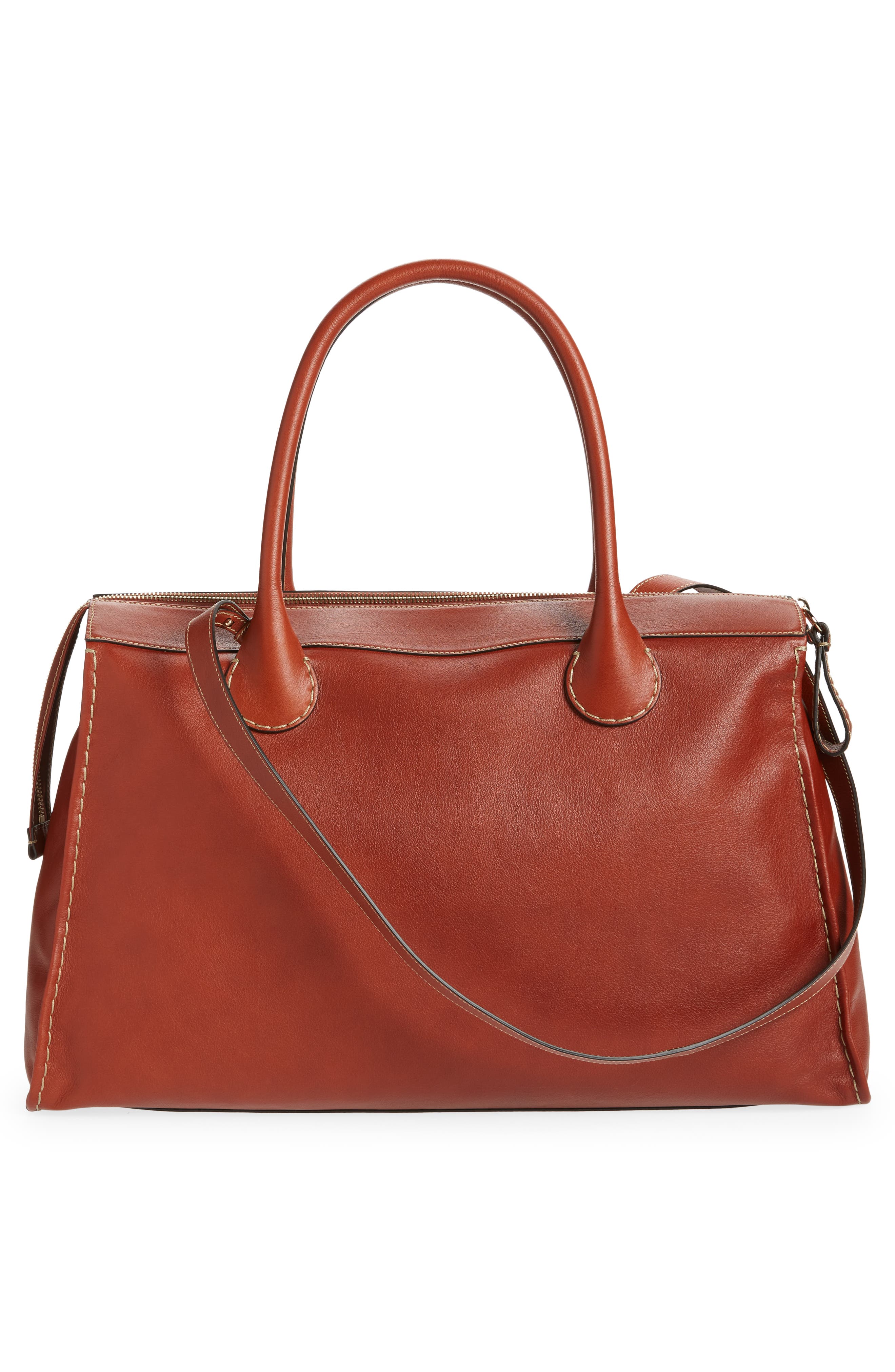 Edith Leather Day Satchel, Alternate, color, SEPIA BROWN