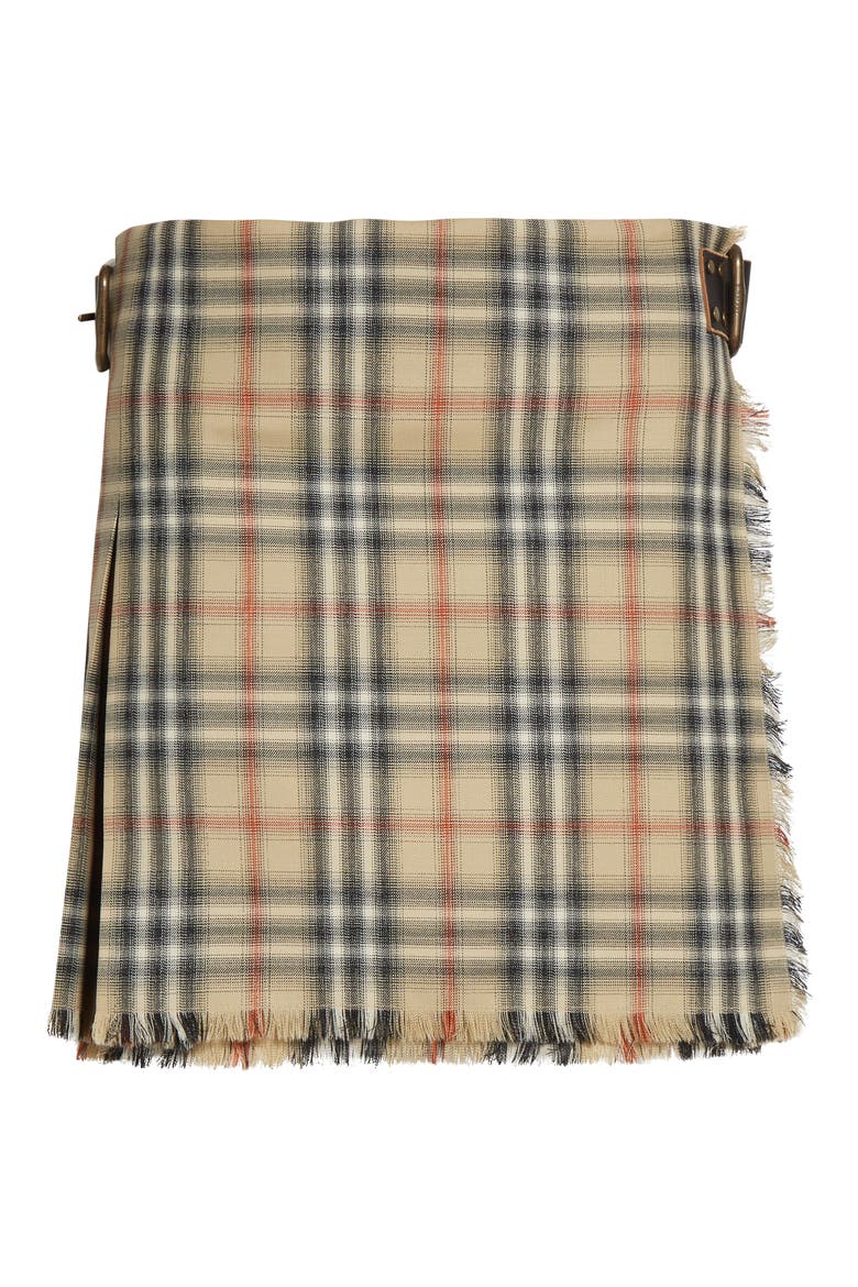 Skye Check Wool Kilt Miniskirt, Main, color, SAND IP CHECK
