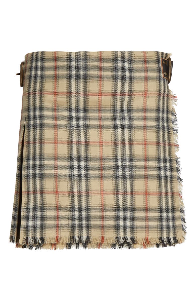 Burberry Skye Check Wool Kilt Miniskirt, Main, color, Sand Ip Check