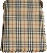 Burberry Skye Check Wool Kilt Miniskirt