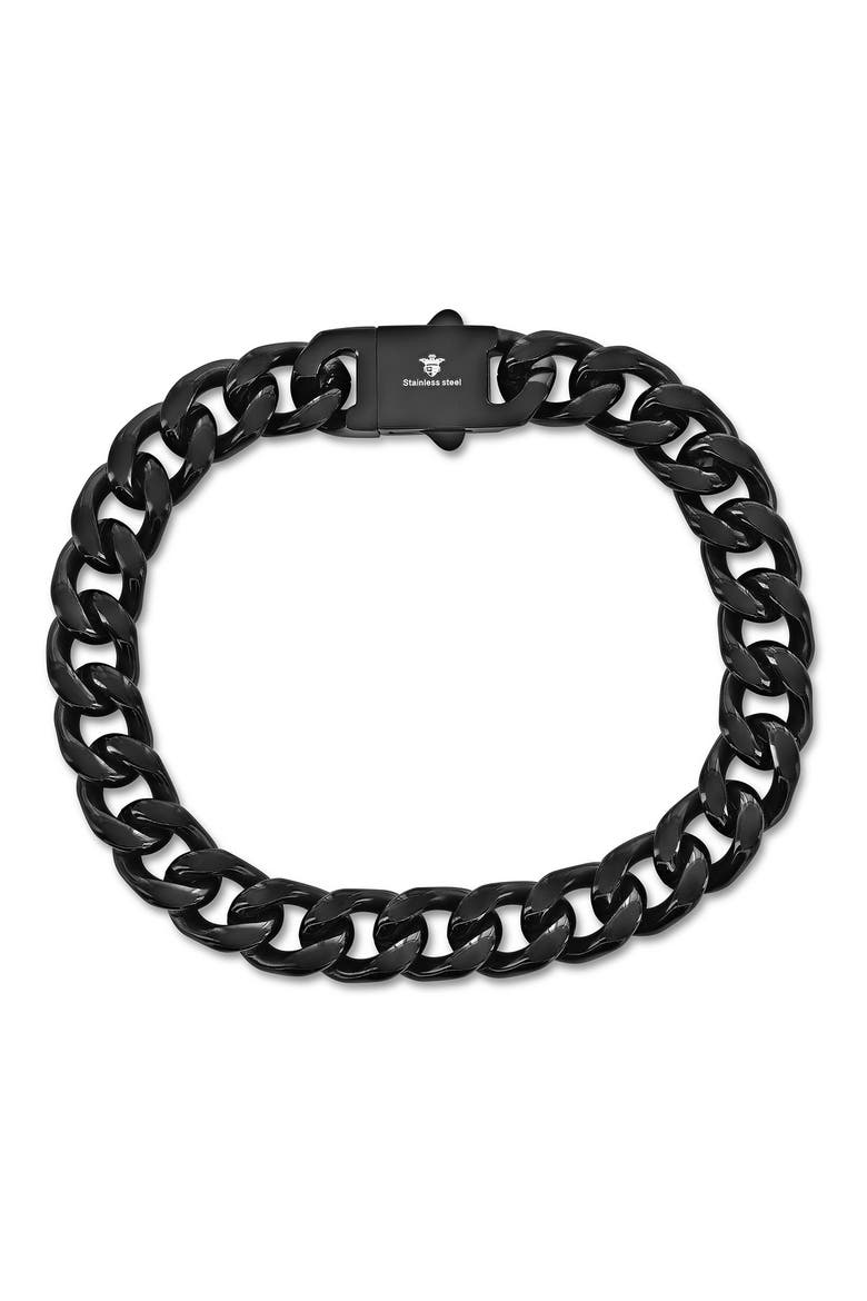 Men's Cuban Link Bracelet, Main, color, BLACK