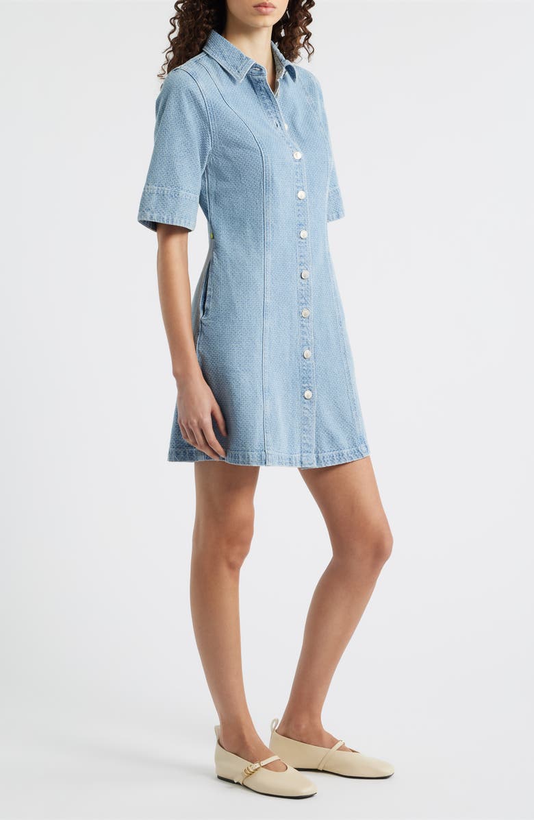 FRNCH Ellyne Embroidered Denim Shirtdress, Alternate, color, Bleu Clair