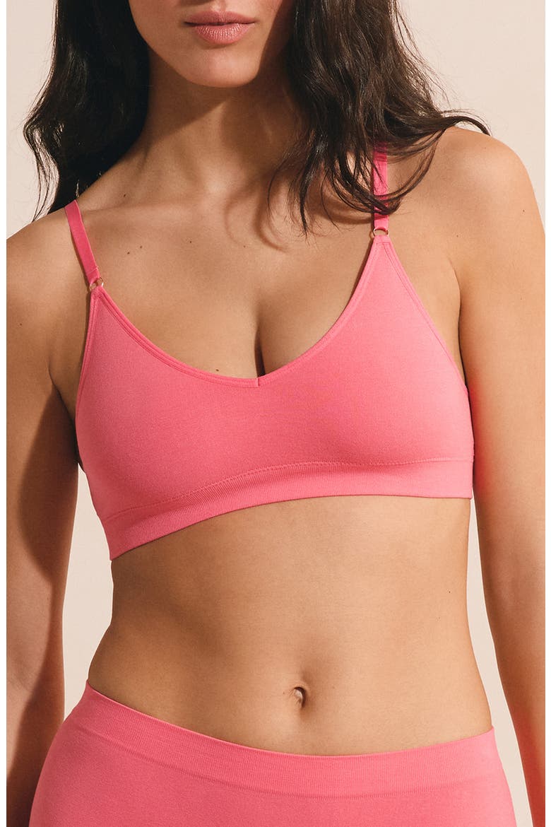 Amande Optimal Comfort Cotton Blend Bralette, Main, color, GRENADINE