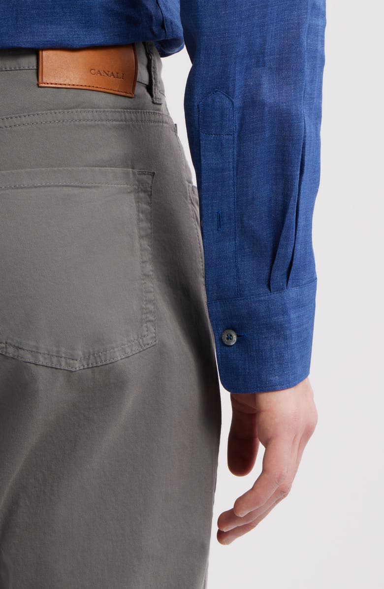 Canali Regular Fit 5-Pocket Cotton Stretch Twill Pants, Alternate, color, Grey