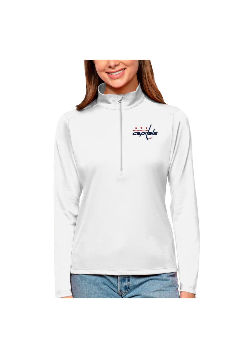 Women's Antigua White Washington Capitals Tribute Quarter-Zip Pullover Top, Main, color, White