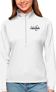 ANTIGUA Women's Antigua White Washington Capitals Tribute Quarter-Zip Pullover Top
