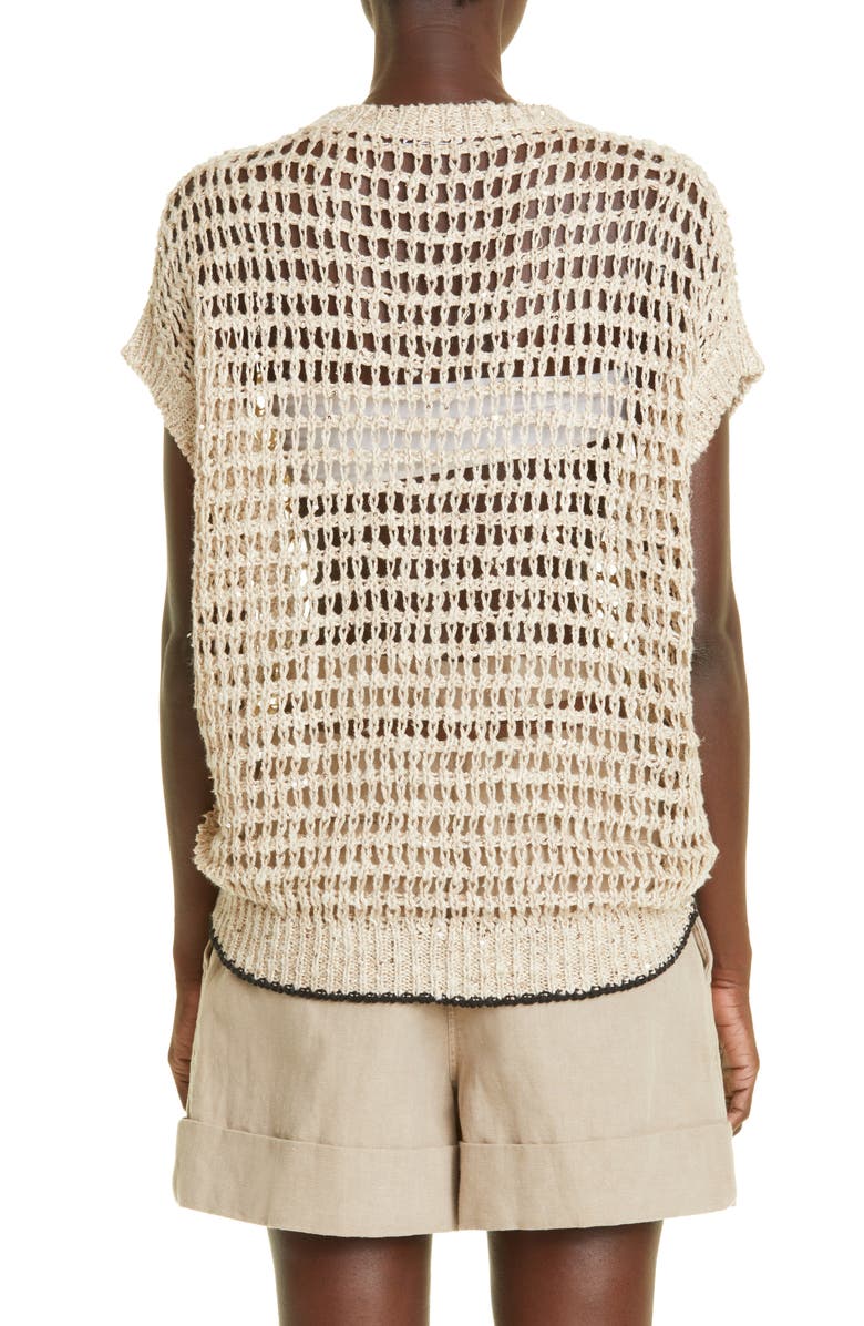 Brunello Cucinelli Sequin Open Knit Sweater, Alternate, color, 