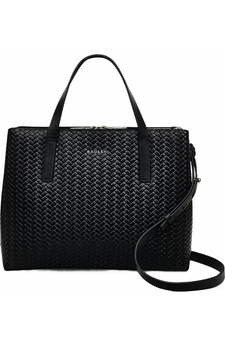 Radley Dukes Place - Weave Medium Ziptop Satchel Bag, Main, color, Black