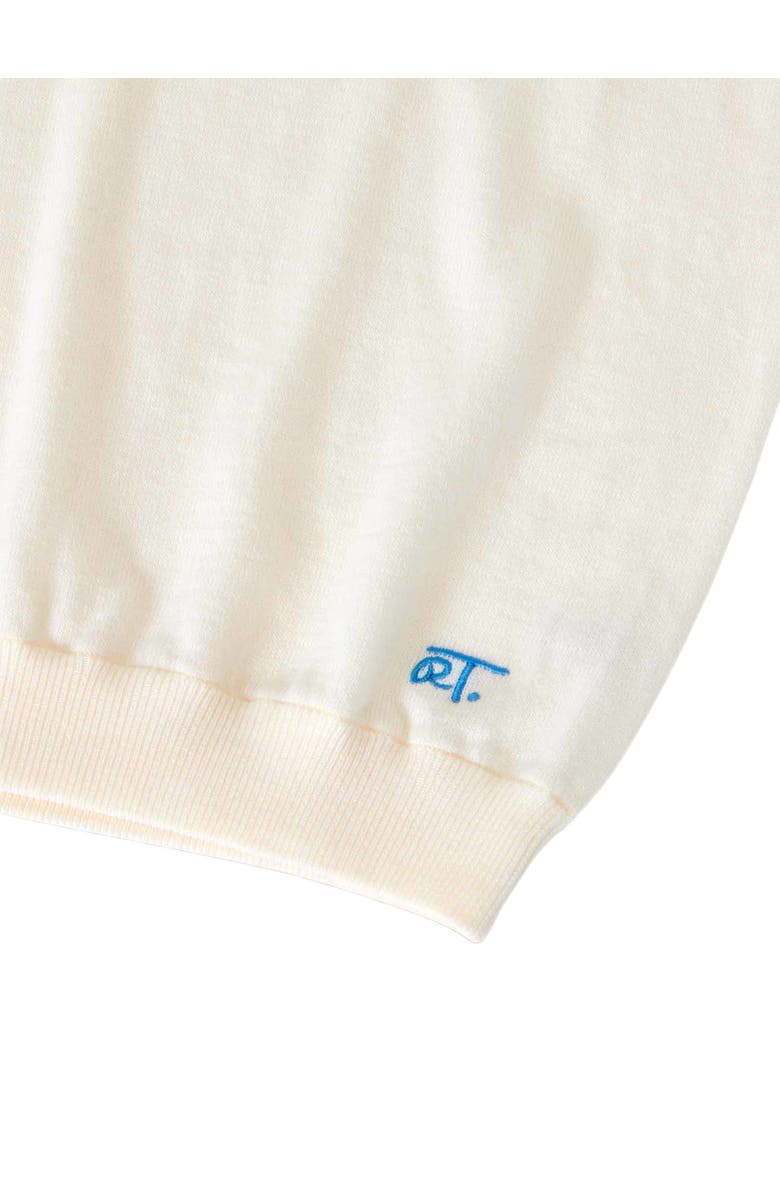 Robert Talbott Gibson Cotton Cashmere Short Sleeve Crewneck Sweater, Alternate, color, White/Blue