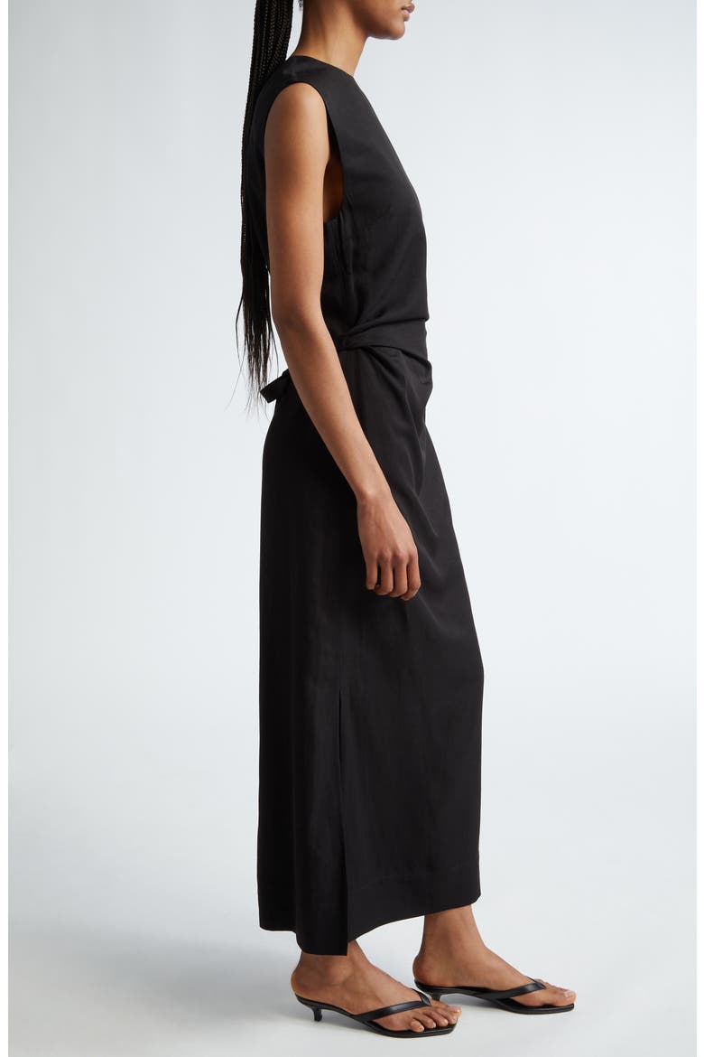 Tie Waist Fluid Drape Maxi Dress, Alternate, color, BLACK