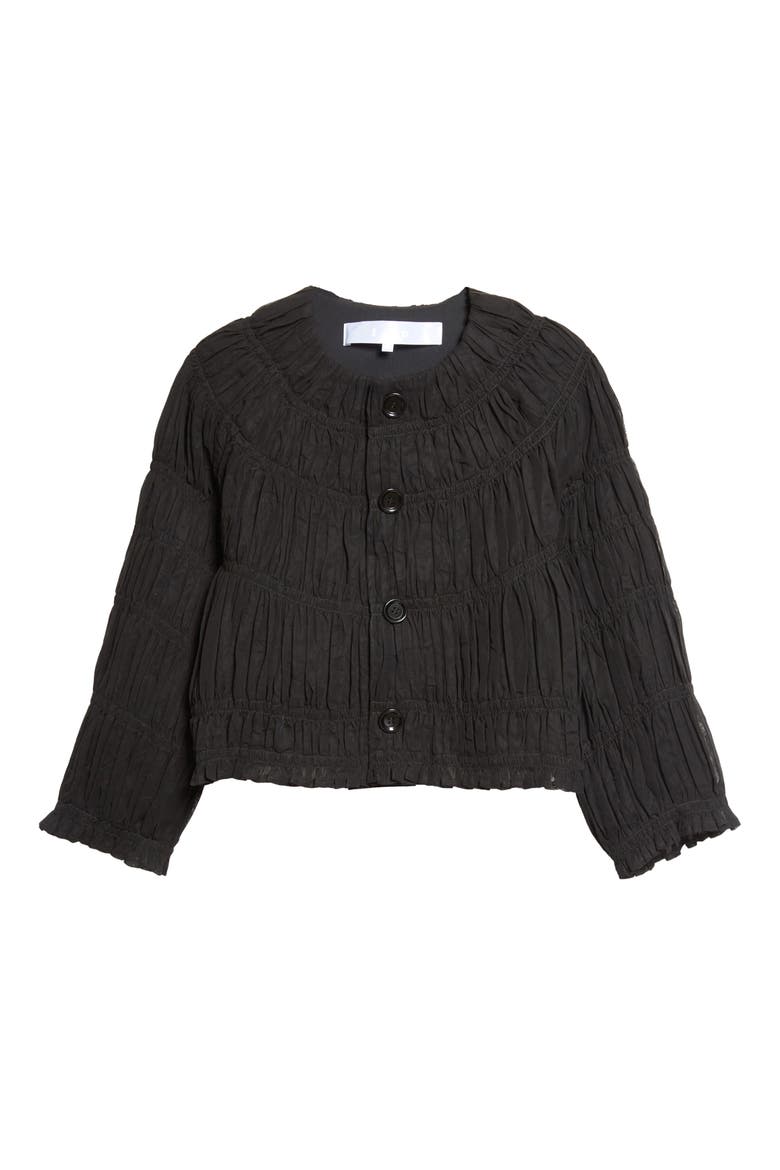 Yarn Dyed Shirred Crop Jacket, Main, color, BLACK