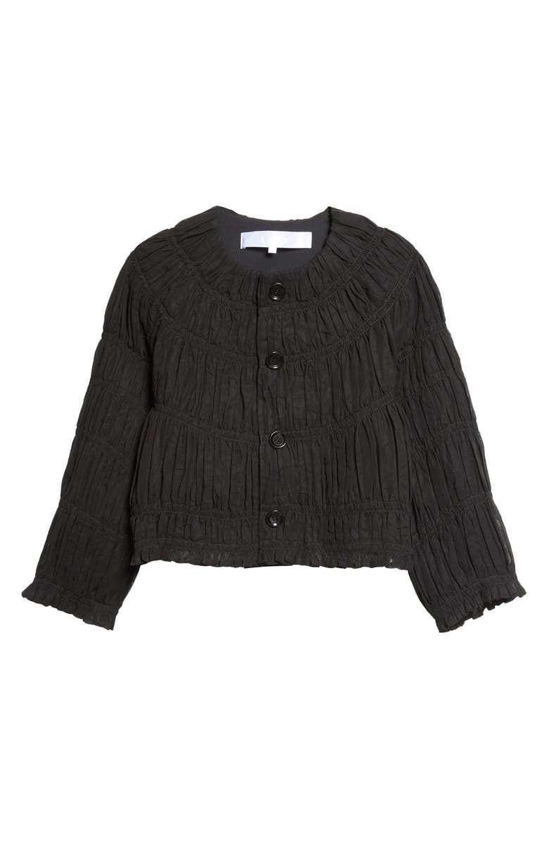Tao Comme des Garçons Yarn Dyed Shirred Crop Jacket, Main, color, Black
