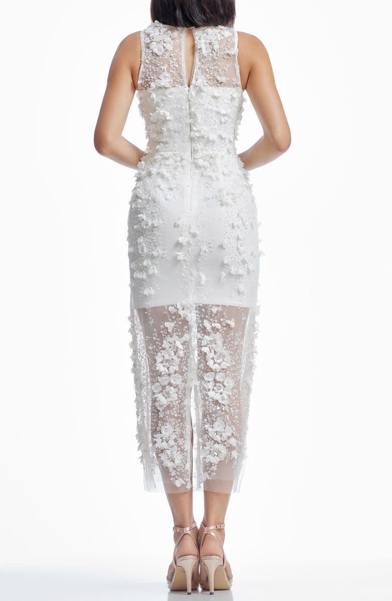 Dress the Population Helena Beaded Floral Sheath Gown, Alternate, color, White