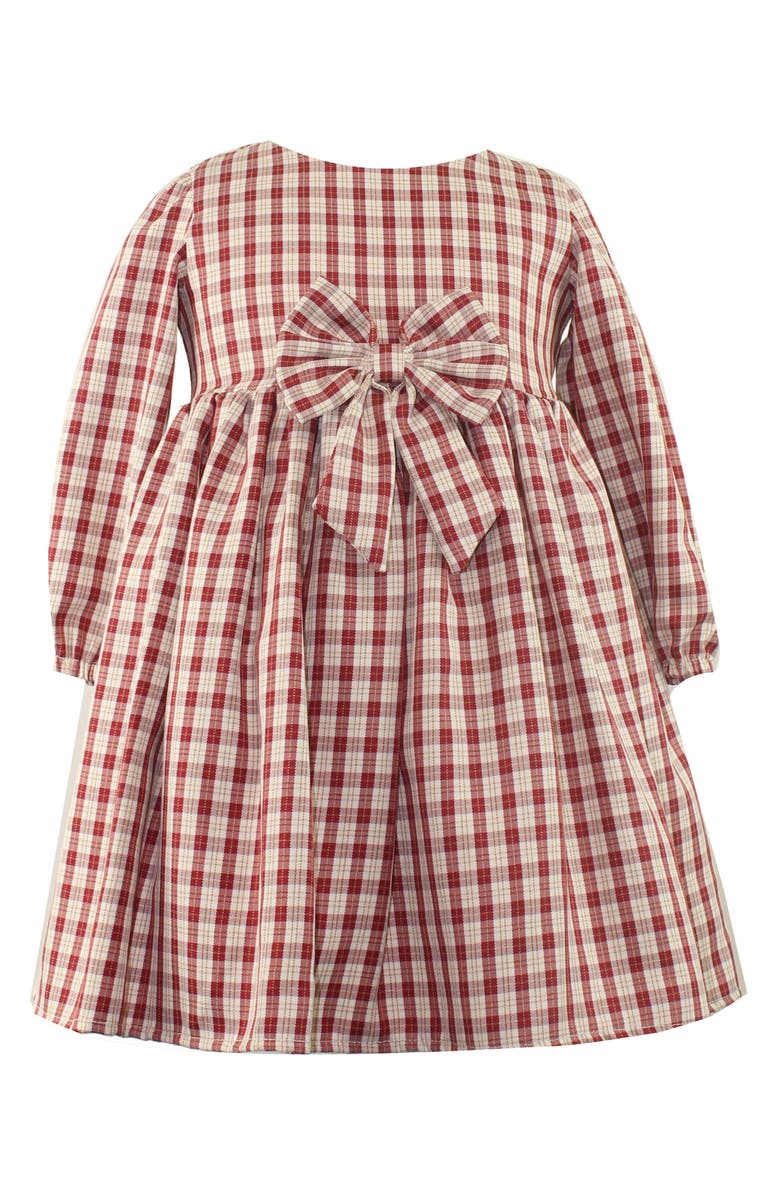 Popatu Kids' Long Sleeve Check Party Dress, Alternate, color, Pink