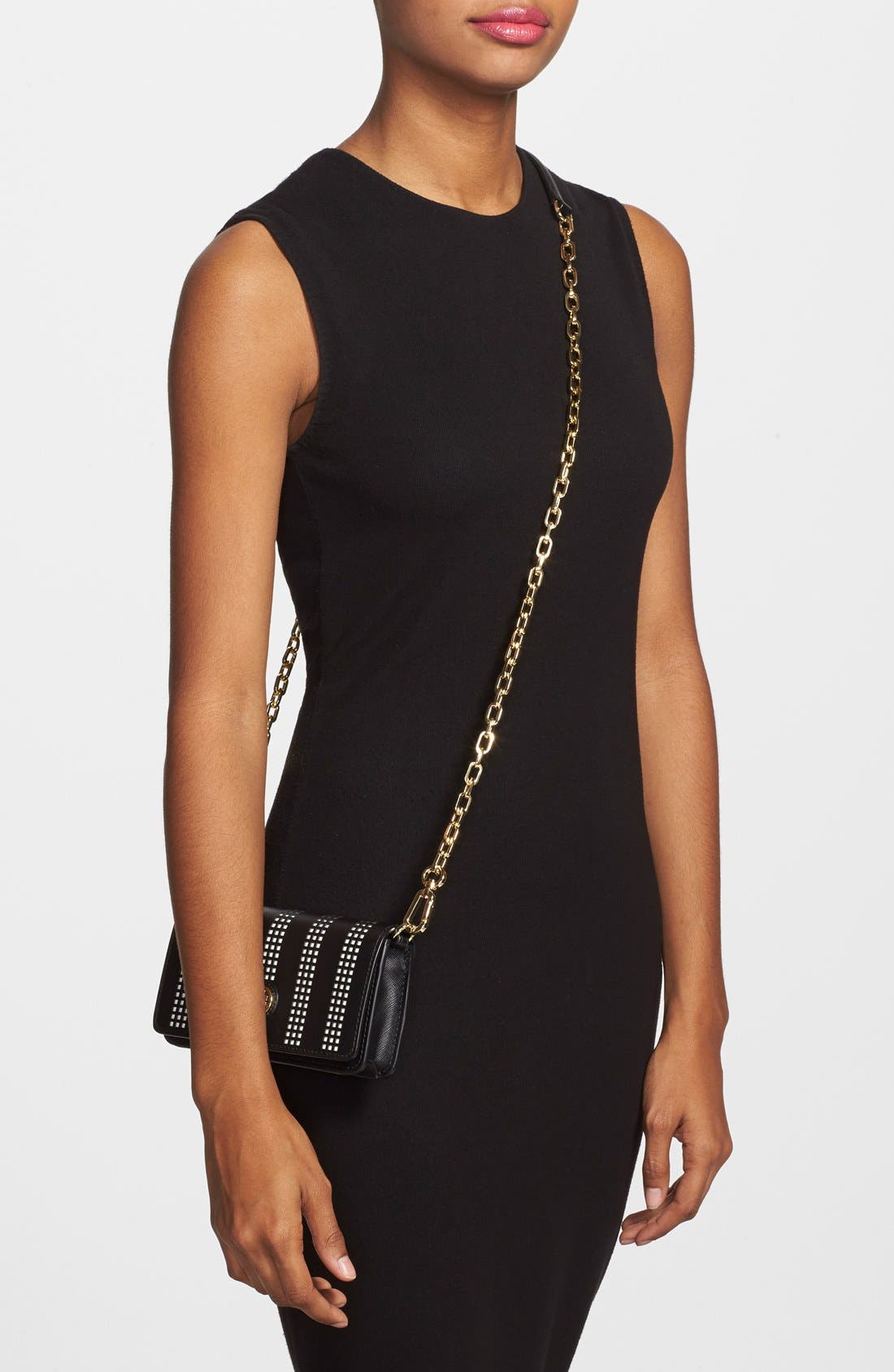 Tory Burch 'Robinson - Mini' Perforated Crossbody Bag, Alternate, color, 